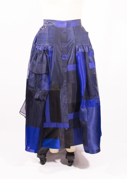 Denim and Silk Organza Skirt