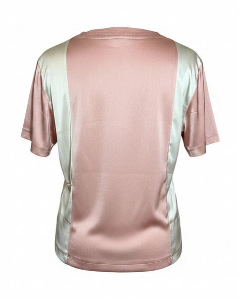 Stretch Silk Charmeuse Patchwork Pink and Mint T shirt