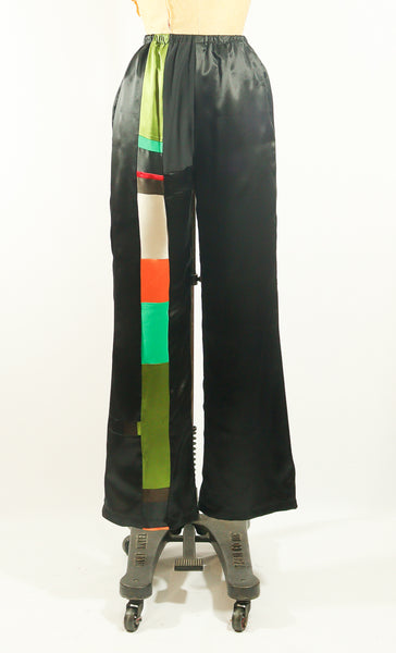 Patchwork Black Silk Charmeuse Small Pant