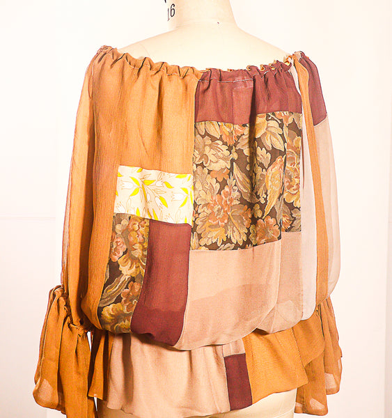 Large Patchwork Silk Chiffon BOHO Top