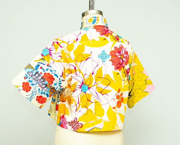 Canvas Print Patchwork Crop Shirt