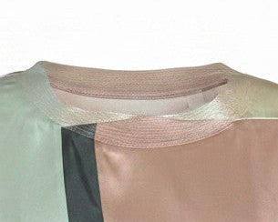 Stretch Silk Charmeuse Patchwork Pink and Mint T shirt