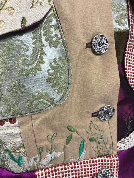 Silk Satin and Embroidered Patchwork Jacket