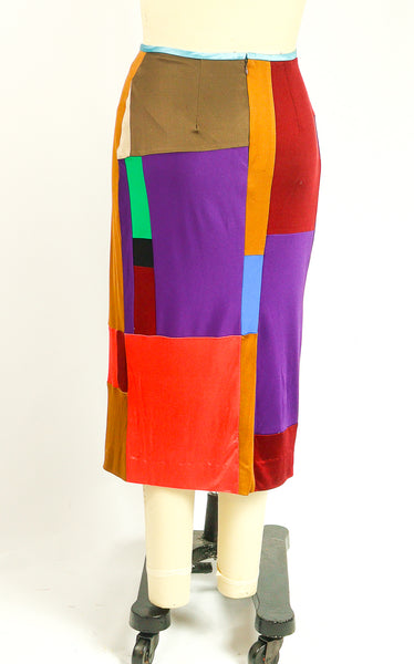 Patchwork Silk Jersey Skirt