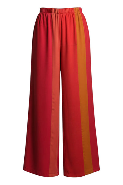 Patchwork Red Silk Chiffon Pants