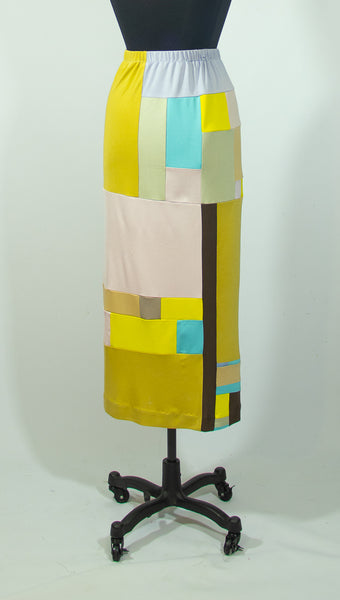 Small Patchwork Silk Jersey Tube Skirt