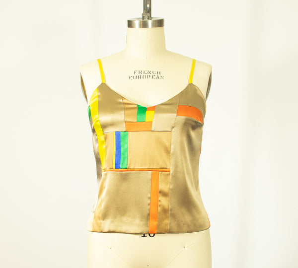 Patchwork Medium Stretch Silk Camisole