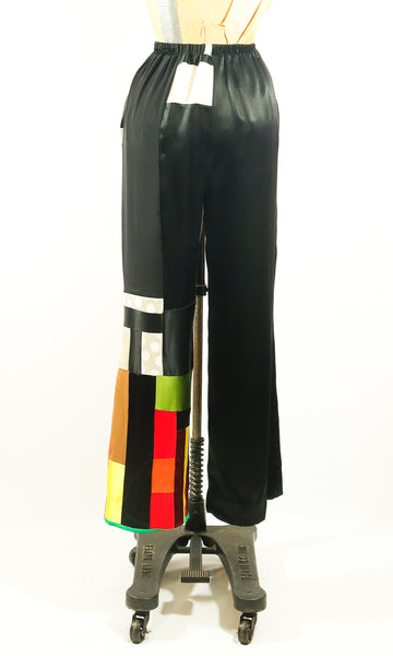 Patchwork Black Silk Charmeuse Small Pant