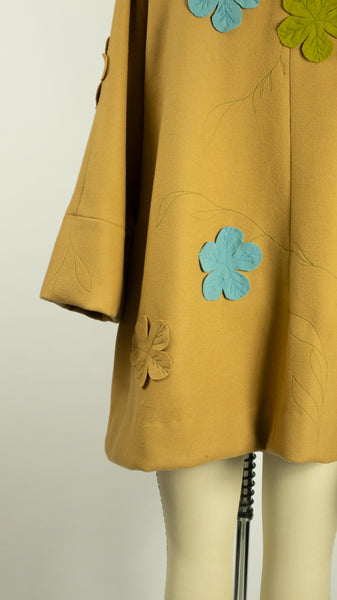 Vintage Vogue Coat Camel Color with Flowers