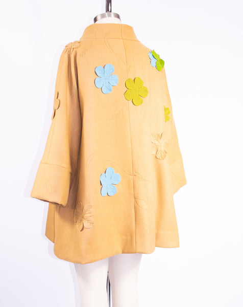 Vintage Vogue Coat Camel Color with Flowers