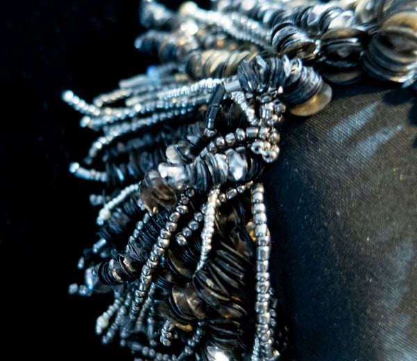 Beaded Doll with White Beads and Grey Locs