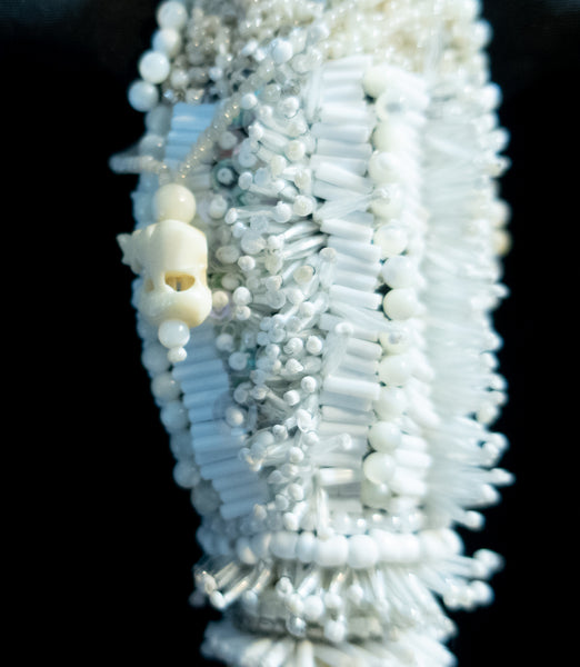Beaded Doll with White Beads and Grey Locs