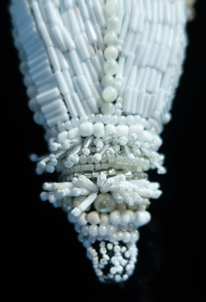 Beaded Doll with White Beads and Grey Locs