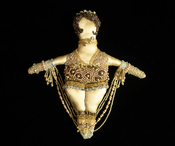 Beaded Doll with Gold Colored Beads