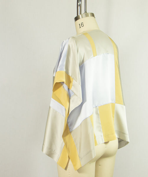 Patchwork Silk Charmeuse Tunic Lavender and Silver