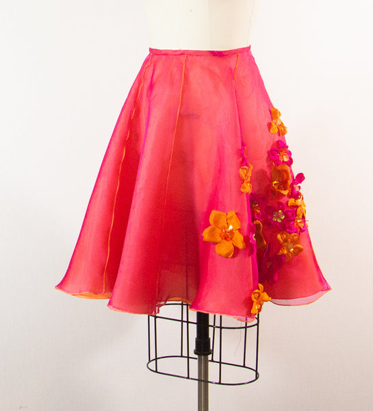 Silk Organza with Flowers Embellishment