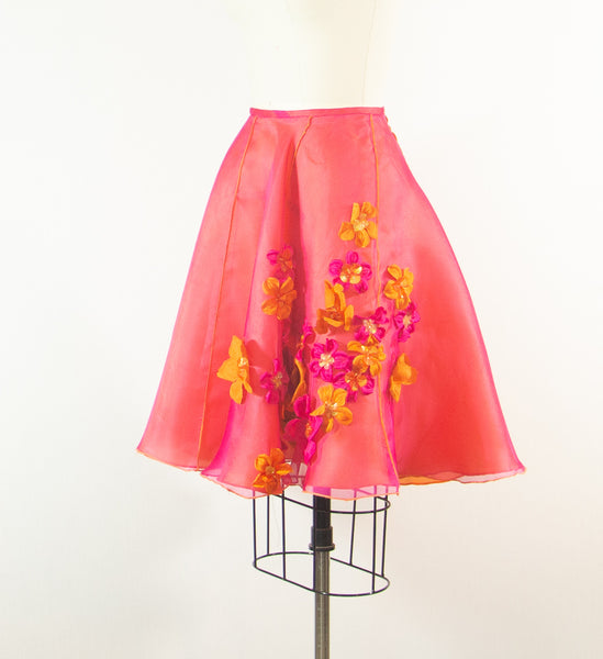 Silk Organza with Flowers Embellishment