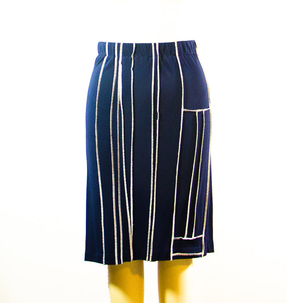 Patchwork Navy Matte Jersey Skirt