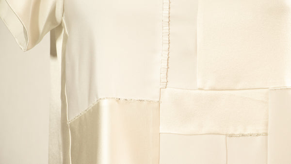 White Patchwork Tunic with Beads