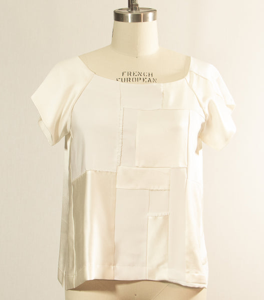 White Patchwork Tunic with Beads