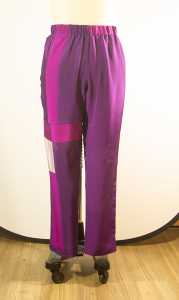 Purple Silk Patchwork Pants