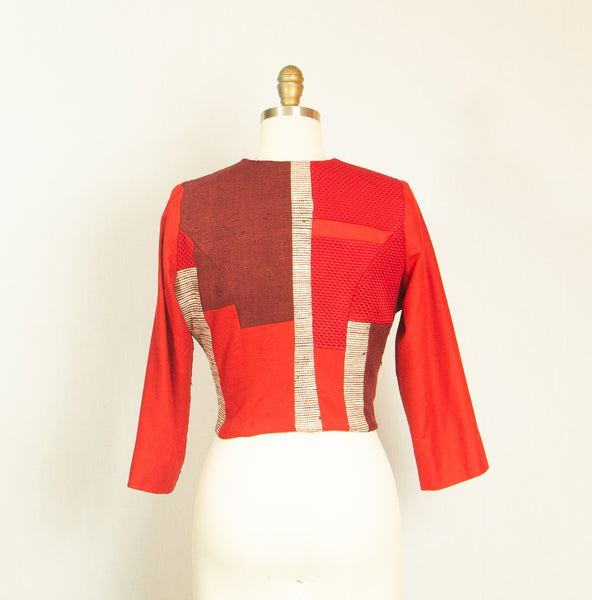 Red Small Patchwork Silk Jacket