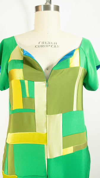 Green Patchwork Silk Jumpsuit