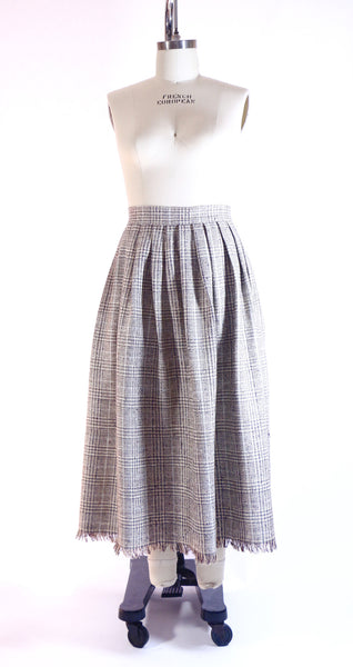 Plus Size Plaid Silk Pleated Skirt
