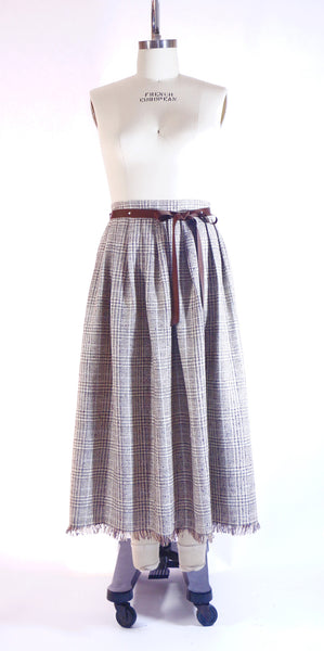 Plus Size Plaid Silk Pleated Skirt