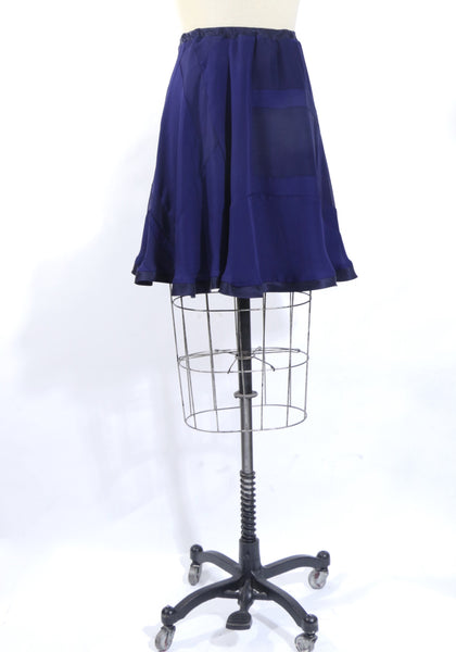 Navy Blue Patchwork Silk Chiffon Skirt