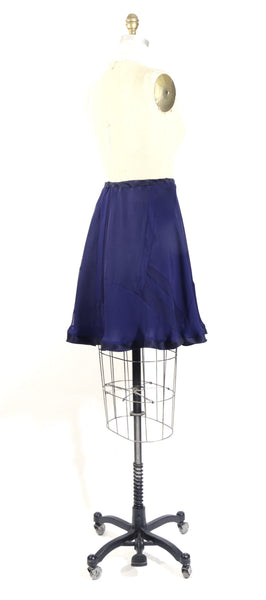 Navy Blue Patchwork Silk Chiffon Skirt