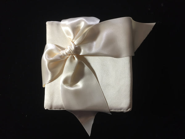 Bridal Pillow Silk Satin Square With Silk Bow
