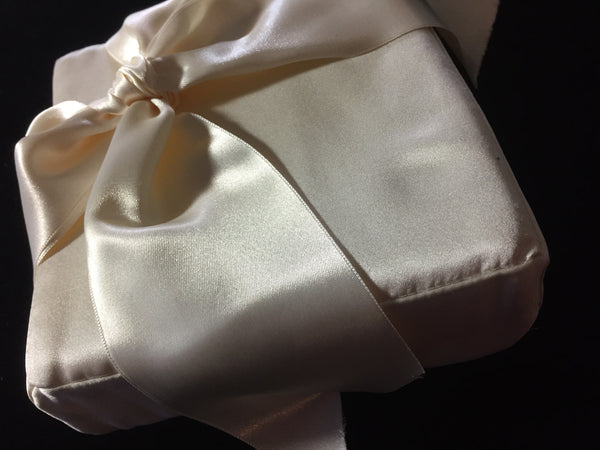 Bridal Pillow Silk Satin Square With Silk Bow