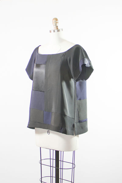 Black Silk Patchwork Tunic Medium