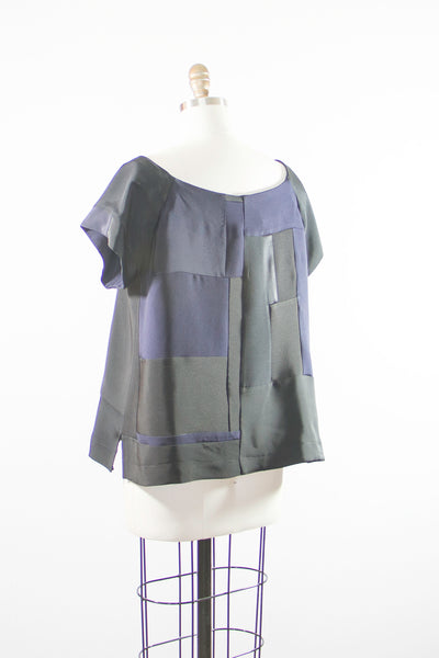 Black Silk Patchwork Tunic Medium