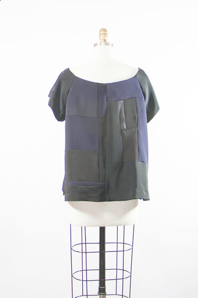 Black Silk Patchwork Tunic Medium