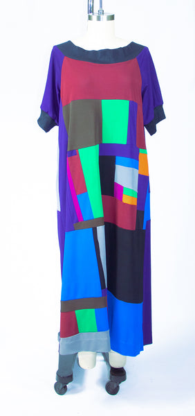 Large Patchwork Matte Jersey Dress with Ribbing