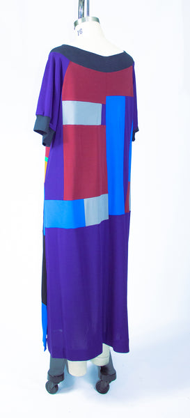 Large Patchwork Matte Jersey Dress with Ribbing