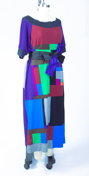 Large Patchwork Matte Jersey Dress with Ribbing