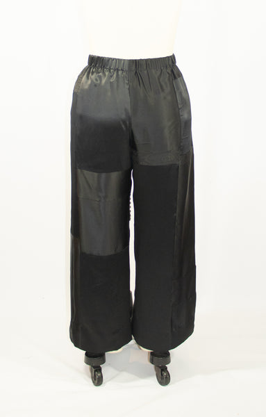 Patchwork LARGE Black Silk Charmuese Pants