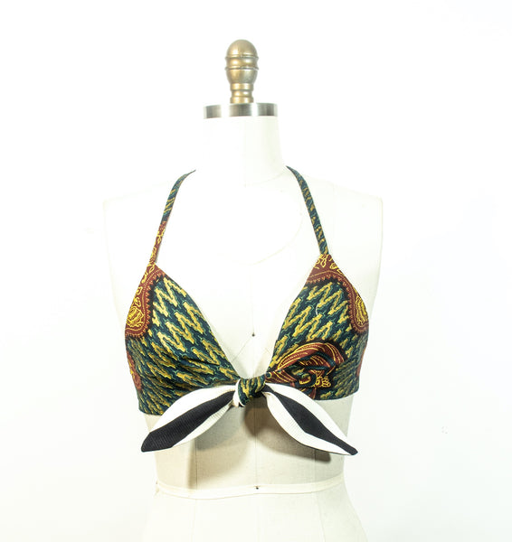 African Print Reversible Halter Bra Top