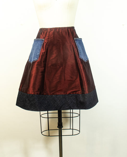 Denim and Silk Skirt A Line