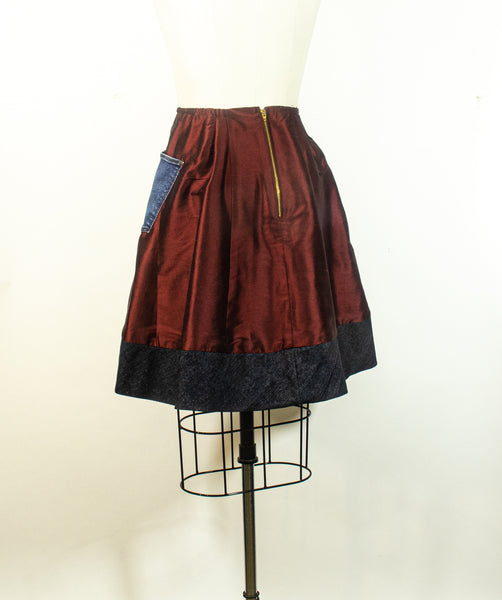 Denim and Silk Skirt A Line