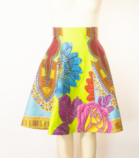 African Print Skirt A Line With Appliques