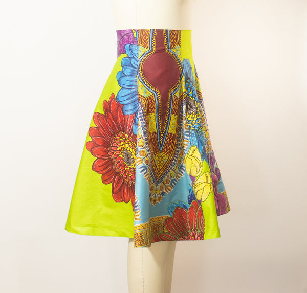 African Print Skirt A Line With Appliques