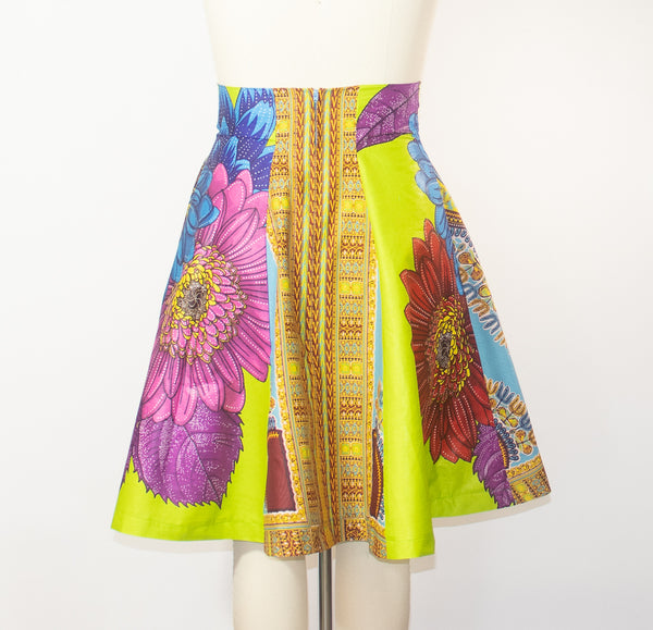 African Print Skirt A Line With Appliques