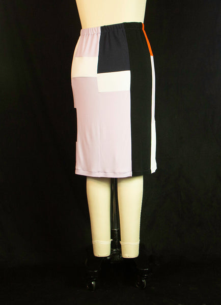 Patchwork with Black Patch Matte Jersey Skirt Medium