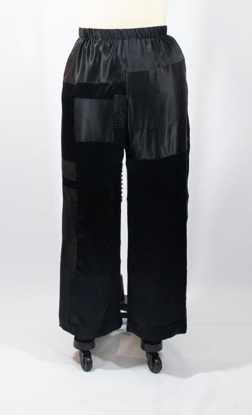 Patchwork MEDIUM Black Silk Charmuese Pants