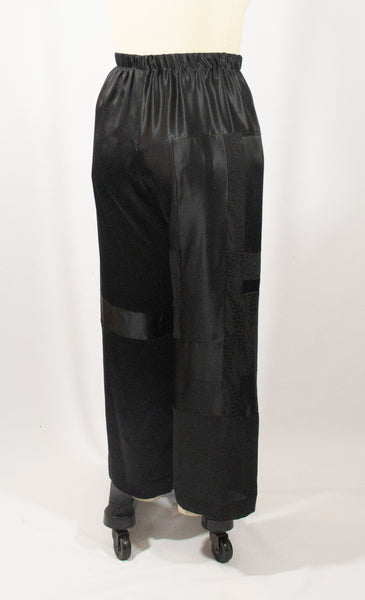 Patchwork MEDIUM Black Silk Charmuese Pants