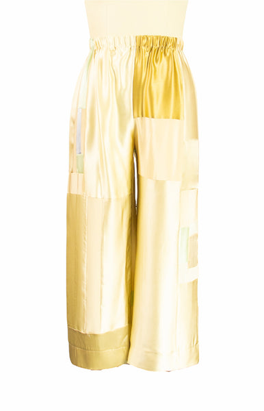 Patchwork Peach Silk Charmuese Pants